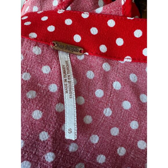Free People Love Street red & White polka dot blouse in Size XS Twee Retro - Picture 5 of 6